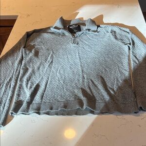 Hollister Light Gray Waffle Quarter-Zip Pullover
